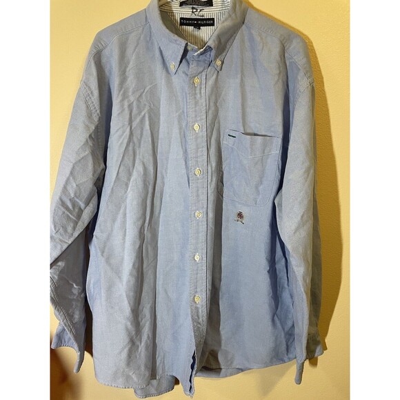 Tommy Hilfiger Men’s Vintage Blue Button Down Size 2xl - Picture 1 of 6